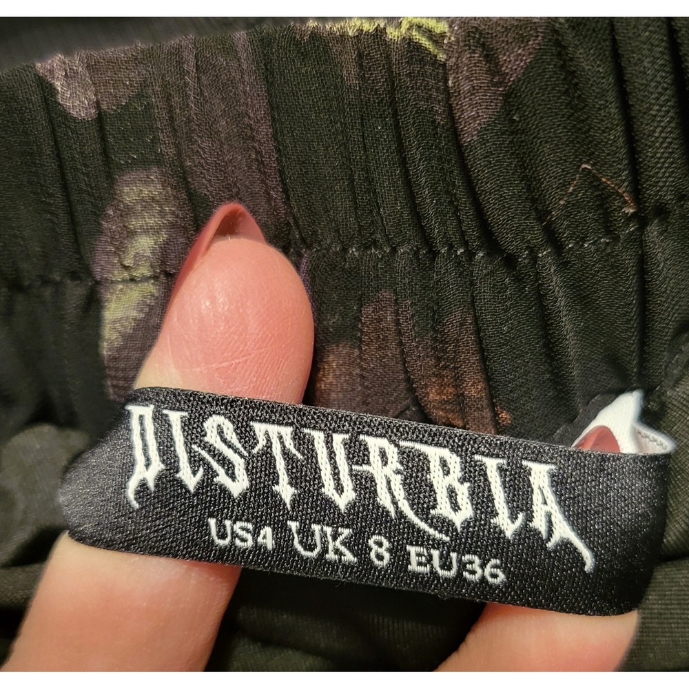 Disturbia Dark Moody Floral Monica Midi Skirt Black Chiffon Gothic AW23M80 Sz 4 - Picture 5 of 6